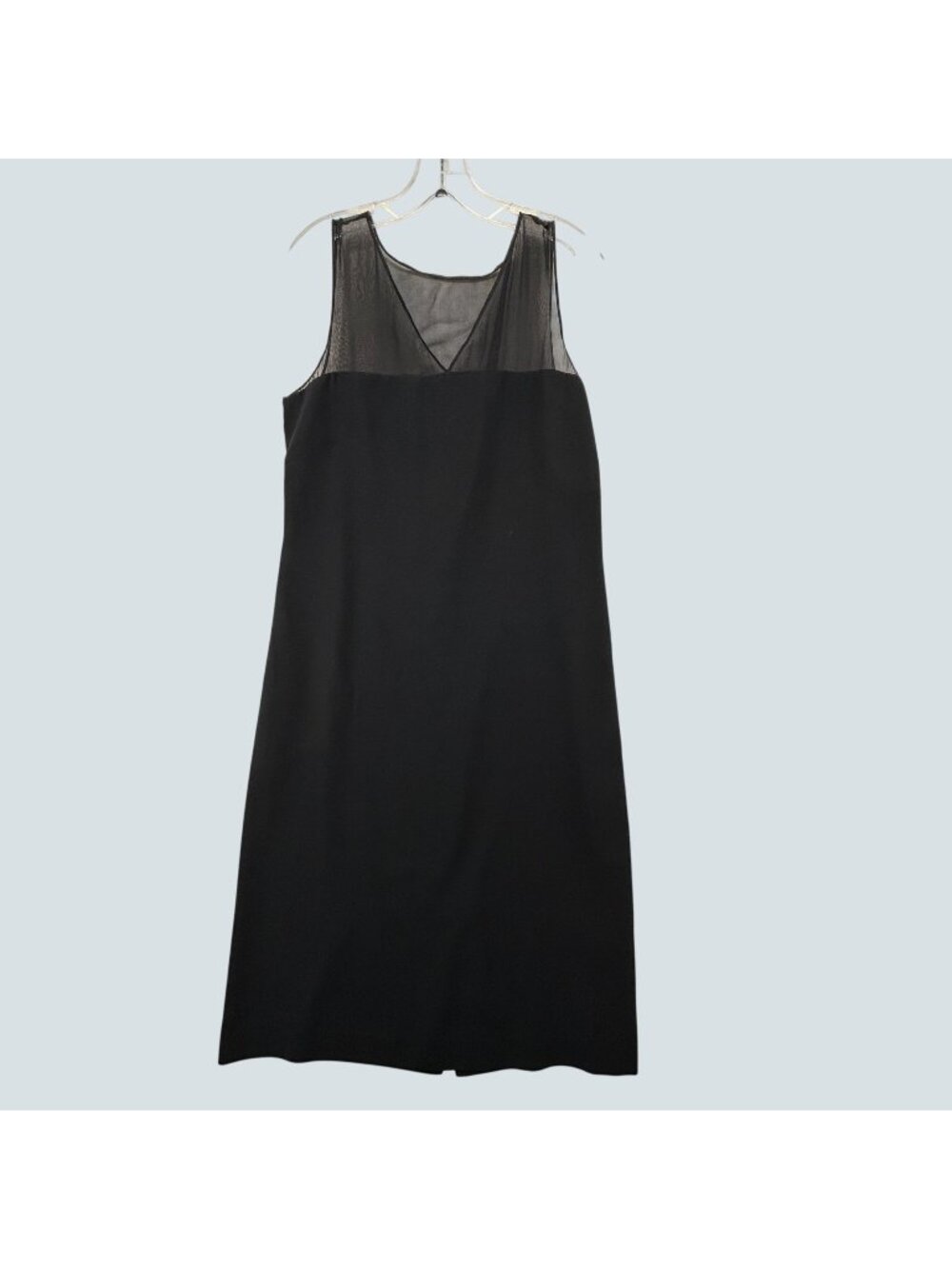 Casual Corner Black Sheer Mesh Overlay Sleeveless Midi Dress Women Size 12